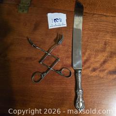MaxSold Auction: Sterling Silver Carving Cutting Utensil & Folding Sugar Tongs, Ornate Handles - Wellesley (Massachusetts, USA) PARTNER MANAGED Downsizing Online Auction - Mayo Road