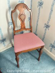 MaxSold Auction: Vintage Carved Solid Wood Dining Chair with Red Gingham Seat - Wellesley (Massachusetts, USA) PARTNER MANAGED Downsizing Online Auction - Mayo Road