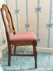 MaxSold Auction: Vintage Carved Solid Wood Dining Chair with Red Gingham Seat - Wellesley (Massachusetts, USA) PARTNER MANAGED Downsizing Online Auction - Mayo Road