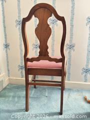 MaxSold Auction: Vintage Carved Solid Wood Dining Chair with Red Gingham Seat - Wellesley (Massachusetts, USA) PARTNER MANAGED Downsizing Online Auction - Mayo Road