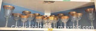 MaxSold Auction: Vintage Mid-Century Crystal Stemware Set with Gilt Rims - Wellesley (Massachusetts, USA) PARTNER MANAGED Downsizing Online Auction - Mayo Road