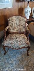 MaxSold Auction: Vintage Upholstered Wood Armchair D - Kitchener (Ontario, Canada) Estate Sale Online Auction - Fischer-Hallman Road