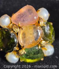 MaxSold Auction: 14k.   585 Stunning Gold Earrings  with tiny gold leaves,  pearls and gemstones.  Jewelry. - Burnaby (British Columbia, Canada) SELLER MANAGED Downsizing Online Auction - Claude Avenue