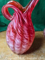 MaxSold Auction: Blown Glass Swirl Red vase and glass art pitcher - Burnaby (British Columbia, Canada) SELLER MANAGED Downsizing Online Auction - Claude Avenue