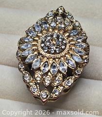 MaxSold Auction: Costume jewelry.  Gold tone rhinestone bling faux diamond ring - Burnaby (British Columbia, Canada) SELLER MANAGED Downsizing Online Auction - Claude Avenue