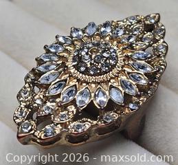 MaxSold Auction: Costume jewelry.  Gold tone rhinestone bling faux diamond ring - Burnaby (British Columbia, Canada) SELLER MANAGED Downsizing Online Auction - Claude Avenue