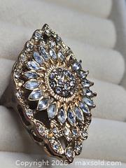 MaxSold Auction: Costume jewelry.  Gold tone rhinestone bling faux diamond ring - Burnaby (British Columbia, Canada) SELLER MANAGED Downsizing Online Auction - Claude Avenue