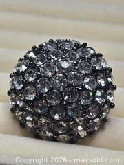 MaxSold Auction: Costume Jewelry ring.  Black background with Faux diamonds.  Adjustable - Burnaby (British Columbia, Canada) SELLER MANAGED Downsizing Online Auction - Claude Avenue
