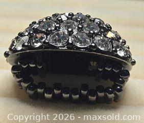 MaxSold Auction: Costume Jewelry ring.  Black background with Faux diamonds.  Adjustable - Burnaby (British Columbia, Canada) SELLER MANAGED Downsizing Online Auction - Claude Avenue