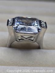 MaxSold Auction: costume jewelry Ring.  Silver Tone with large square solitaire stone and small side stones. - Burnaby (British Columbia, Canada) SELLER MANAGED Downsizing Online Auction - Claude Avenue