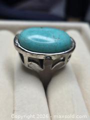 MaxSold Auction: Costume Jewelry. Silver tone with  Turquoise colored Cabochon - Burnaby (British Columbia, Canada) SELLER MANAGED Downsizing Online Auction - Claude Avenue