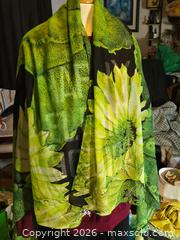 MaxSold Auction: Green Floral Shawl/  Scarf - Burnaby (British Columbia, Canada) SELLER MANAGED Downsizing Online Auction - Claude Avenue