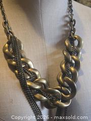 MaxSold Auction: Jewelry - Multiple strand multi size link brass/ gold tone necklace - Burnaby (British Columbia, Canada) SELLER MANAGED Downsizing Online Auction - Claude Avenue