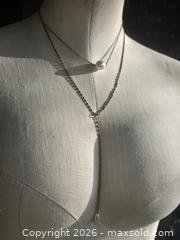 MaxSold Auction: Jewelry.   2 layer gold tone chain with 2 pearls - Burnaby (British Columbia, Canada) SELLER MANAGED Downsizing Online Auction - Claude Avenue