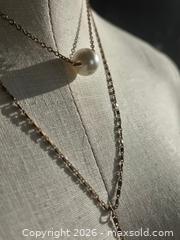 MaxSold Auction: Jewelry.   2 layer gold tone chain with 2 pearls - Burnaby (British Columbia, Canada) SELLER MANAGED Downsizing Online Auction - Claude Avenue