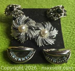 MaxSold Auction: Jewelry. 3 pairs Silver Tone Beautiful Clip on earrings - Burnaby (British Columbia, Canada) SELLER MANAGED Downsizing Online Auction - Claude Avenue