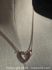 MaxSold Auction: Jewelry.   Double Heart gold tone necklace - Burnaby (British Columbia, Canada) SELLER MANAGED Downsizing Online Auction - Claude Avenue