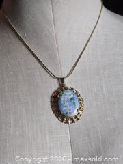 MaxSold Auction: Jewelry. Floral Painted Cabuchon on Gold tone chain - Burnaby (British Columbia, Canada) SELLER MANAGED Downsizing Online Auction - Claude Avenue