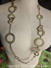 MaxSold Auction: Jewelry.   Gold tone circles on long chain.  Lia Sophia - Burnaby (British Columbia, Canada) SELLER MANAGED Downsizing Online Auction - Claude Avenue