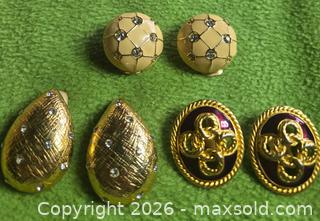 MaxSold Auction: Jewelry. Gold tone Fancy - High end Clip on Earrings - Burnaby (British Columbia, Canada) SELLER MANAGED Downsizing Online Auction - Claude Avenue