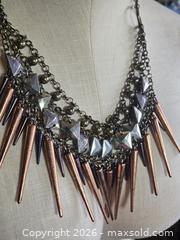 MaxSold Auction: Jewelry. Punk/ Gothic  Dynamic Statement necklace with brass, silver, black tones - Burnaby (British Columbia, Canada) SELLER MANAGED Downsizing Online Auction - Claude Avenue