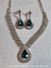 MaxSold Auction: Jewelry. Rhinestone "emerald" and "diamond" necklace and earring set - Burnaby (British Columbia, Canada) SELLER MANAGED Downsizing Online Auction - Claude Avenue