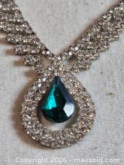 MaxSold Auction: Jewelry. Rhinestone "emerald" and "diamond" necklace and earring set - Burnaby (British Columbia, Canada) SELLER MANAGED Downsizing Online Auction - Claude Avenue