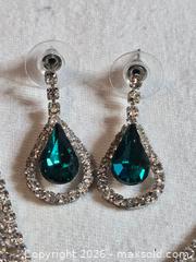 MaxSold Auction: Jewelry. Rhinestone "emerald" and "diamond" necklace and earring set - Burnaby (British Columbia, Canada) SELLER MANAGED Downsizing Online Auction - Claude Avenue