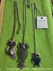 MaxSold Auction: Jewelry. Silver tone Owl Necklaces - Burnaby (British Columbia, Canada) SELLER MANAGED Downsizing Online Auction - Claude Avenue