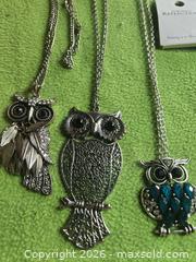 MaxSold Auction: Jewelry. Silver tone Owl Necklaces - Burnaby (British Columbia, Canada) SELLER MANAGED Downsizing Online Auction - Claude Avenue