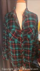 MaxSold Auction: Love & Legend Flannel type shirt with flared sleeves - Burnaby (British Columbia, Canada) SELLER MANAGED Downsizing Online Auction - Claude Avenue