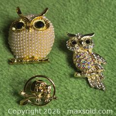 MaxSold Auction: Owl Brooches (3) Jewelry. - Burnaby (British Columbia, Canada) SELLER MANAGED Downsizing Online Auction - Claude Avenue