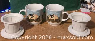 MaxSold Auction: Pair of tea mugs with lids. Pig design - Burnaby (British Columbia, Canada) SELLER MANAGED Downsizing Online Auction - Claude Avenue