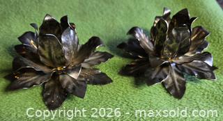 MaxSold Auction: Silver Plated Floral leaf candle holder pair - Burnaby (British Columbia, Canada) SELLER MANAGED Downsizing Online Auction - Claude Avenue