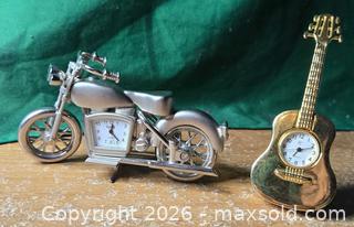 MaxSold Auction: Small Clocks.  Guitar and Motorcycle - Burnaby (British Columbia, Canada) SELLER MANAGED Downsizing Online Auction - Claude Avenue