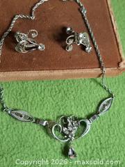 MaxSold Auction: Vintage Jay Flex Sterling Filagree Necklace and Clip On Earring set.  Jewelry. - Burnaby (British Columbia, Canada) SELLER MANAGED Downsizing Online Auction - Claude Avenue