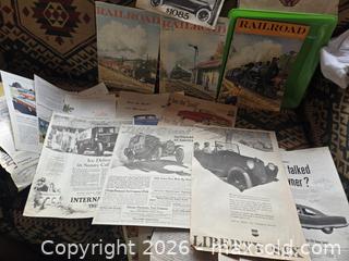 MaxSold Auction: Vintage Railroad Magazines and Vintage Car advertising.  Epherma - Burnaby (British Columbia, Canada) SELLER MANAGED Downsizing Online Auction - Claude Avenue