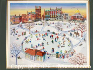 MaxSold Auction: Framed lithograph "The Frog Pond" by Marie Fox - Abington (Massachusetts, USA) PARTNER MANAGED Downsizing Online Auction - North Avenue