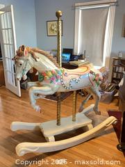MaxSold Auction: Vintage Carousel Rocking Horse with Decorative Pole - Abington (Massachusetts, USA) PARTNER MANAGED Downsizing Online Auction - North Avenue