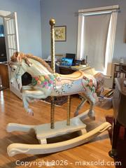 MaxSold Auction: Vintage Carousel Rocking Horse with Decorative Pole - Abington (Massachusetts, USA) PARTNER MANAGED Downsizing Online Auction - North Avenue