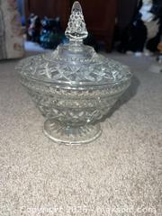 MaxSold Auction: Clear Pressed Diamond / Hobnail Lidded Candy Dish - Sarnia (Ontario, Canada) PARTNER MANAGED Downsizing Online Auction -  Palmerston Street