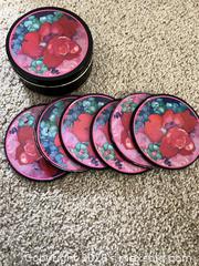 MaxSold Auction: Set of 6 Floral Round Drink Coasters with Matching Tin - Sarnia (Ontario, Canada) PARTNER MANAGED Downsizing Online Auction -  Palmerston Street