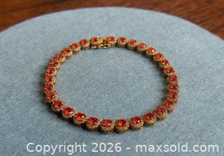 MaxSold Auction: Garnet and CZ Gold Wash Sterling Silver Tennis Bracelet  - Hamilton (Ontario, Canada) SELLER MANAGED Estate Sale Online Auction - Gertrude Street