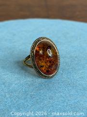 MaxSold Auction: Large Natural Baltic Cognac Amber Sterling Silver Ring - Hamilton (Ontario, Canada) SELLER MANAGED Estate Sale Online Auction - Gertrude Street
