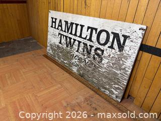 MaxSold Auction: Vintage HAMILTON TWINS Wooden Sign - Hamilton (Ontario, Canada) SELLER MANAGED Estate Sale Online Auction - Gertrude Street