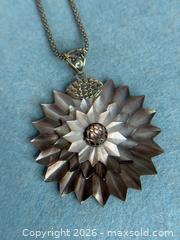 MaxSold Auction: Vintage Mother Of Pearl Flower Pendant With Sterling Silver Bail + Necklace - Hamilton (Ontario, Canada) SELLER MANAGED Estate Sale Online Auction - Gertrude Street