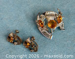 MaxSold Auction: Vintage Scottish Thistle Sterling Silver Brooch + Earrings - Hamilton (Ontario, Canada) SELLER MANAGED Estate Sale Online Auction - Gertrude Street