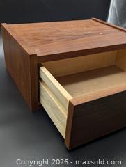 MaxSold Auction: Vintage Midcentury Modern MCM Wall-Mounted Floating Wooden Nightstand #1 - Cobourg (Ontario, Canada) SELLER MANAGED Moving Online Auction - Burnham Street