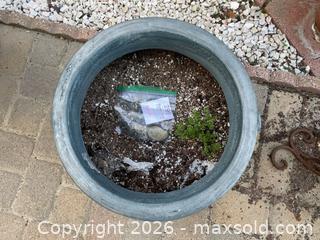 MaxSold Auction: Large Round Blue-Gray Clay or Terracotta Pot - Oxnard (California, USA) PARTNER MANAGED Estate Sale Online Auction - West Fifth Street