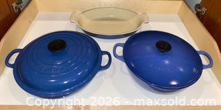 MaxSold Auction: Le Creuset Blue Enameled Cast Iron Pots & Dish - Oxnard (California, USA) PARTNER MANAGED Estate Sale Online Auction - West Fifth Street